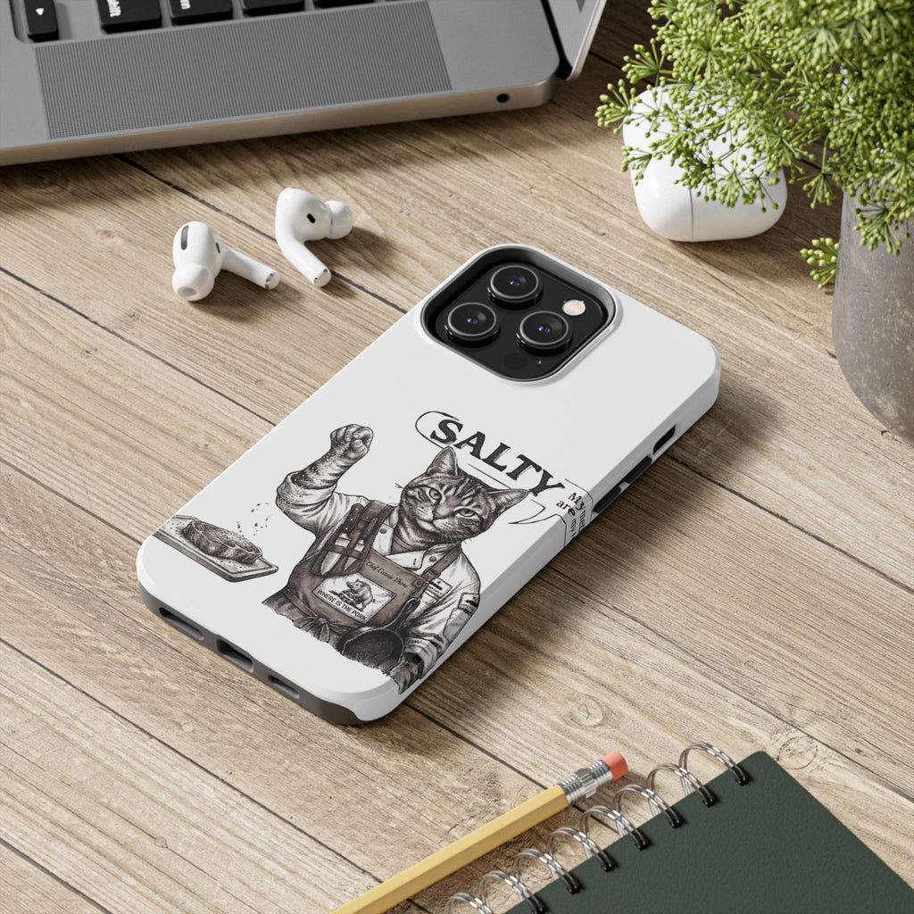 Salty Cat Tough Phone Case — Funny Vintage Fisherman Cat Design