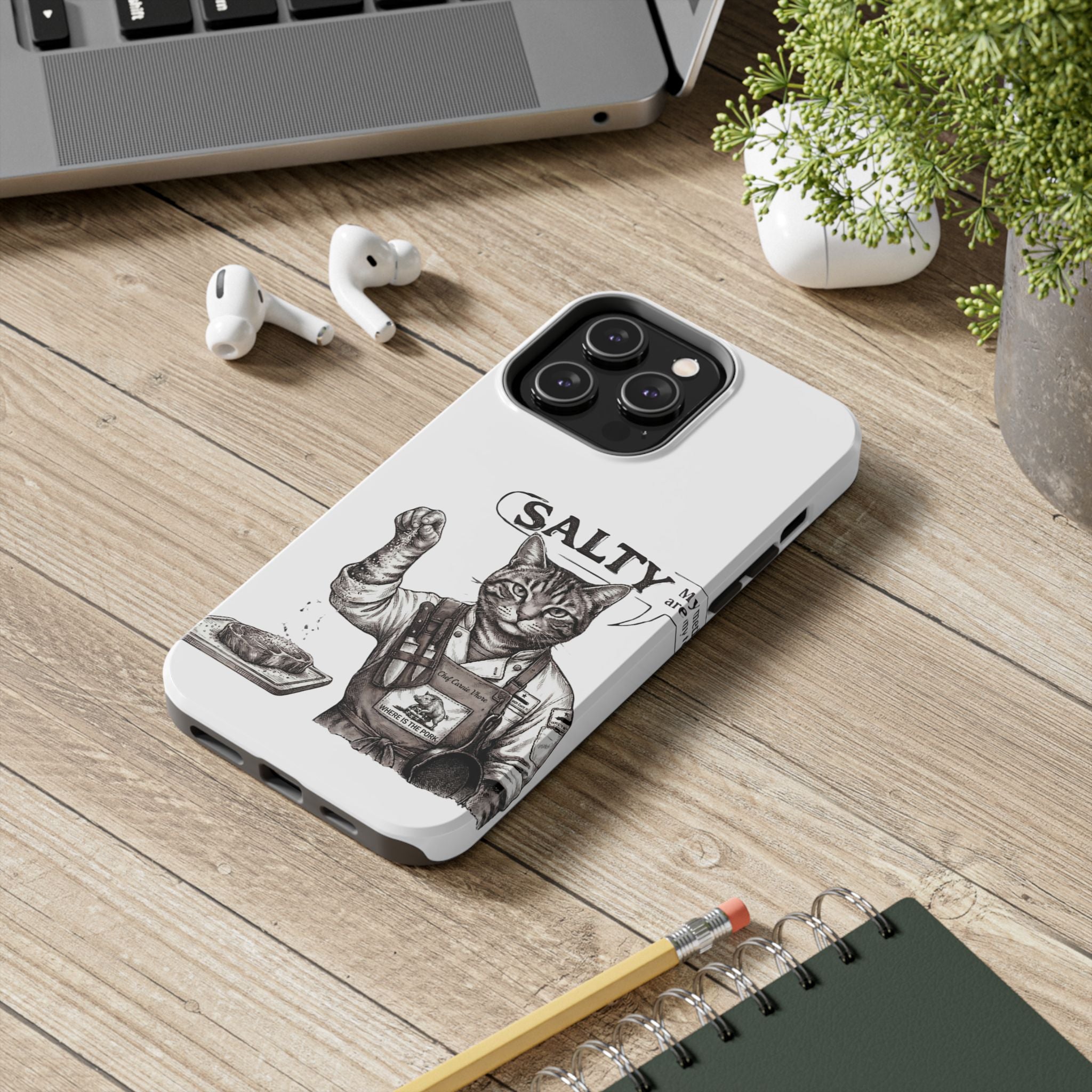 Salty Cat Tough Phone Case — Funny Vintage Fisherman Cat Design