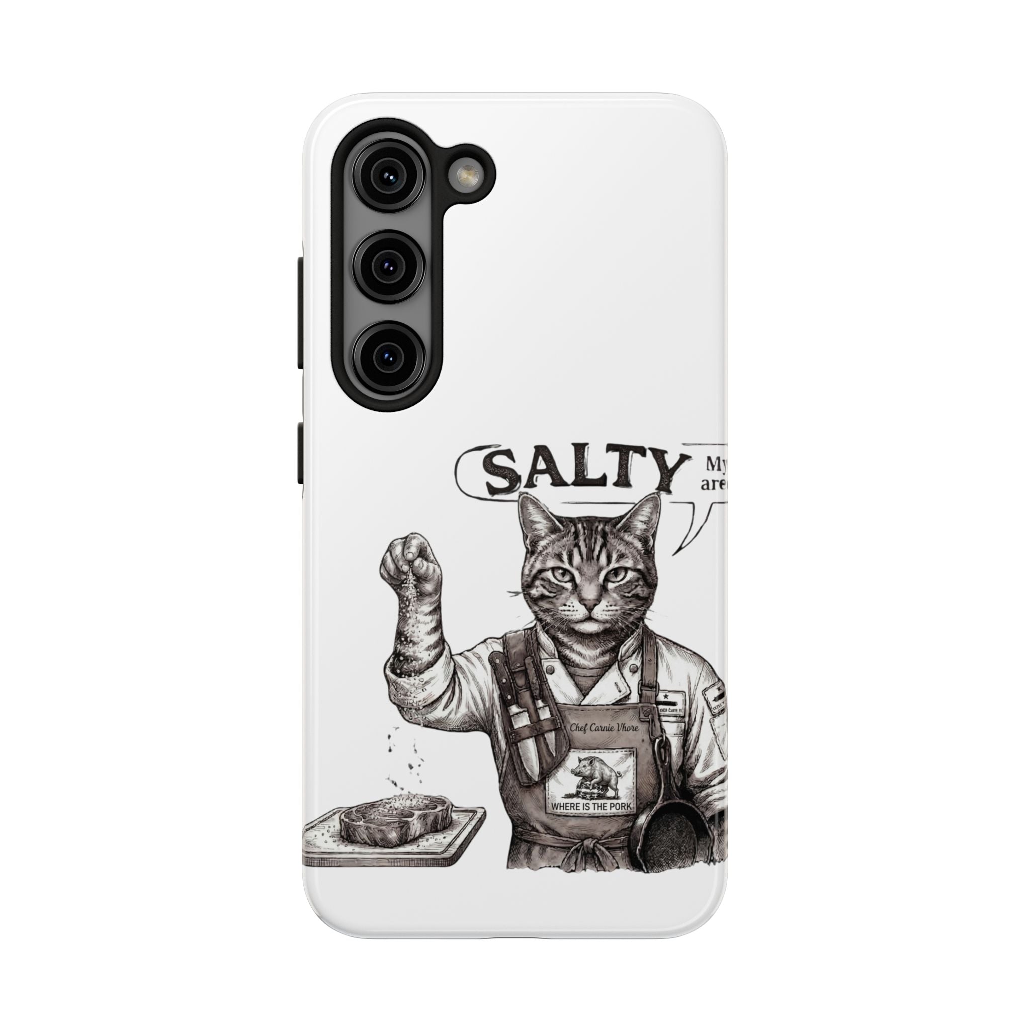 Salty Cat Tough Phone Case — Funny Vintage Fisherman Cat Design