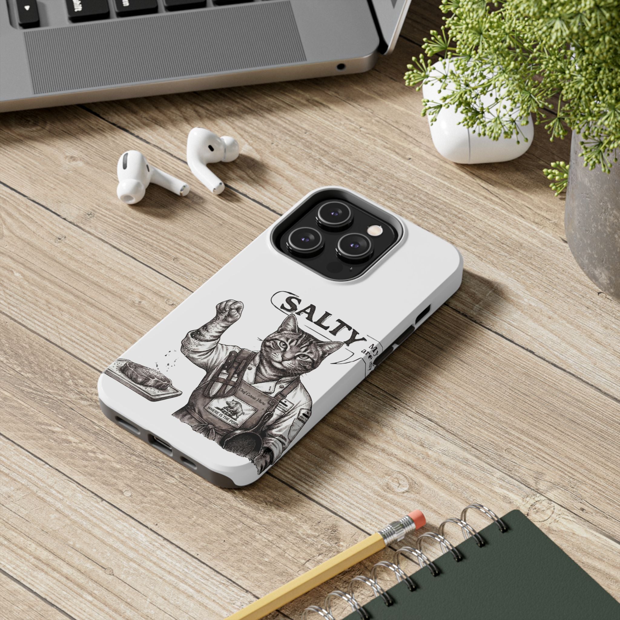 Salty Cat Tough Phone Case — Funny Vintage Fisherman Cat Design