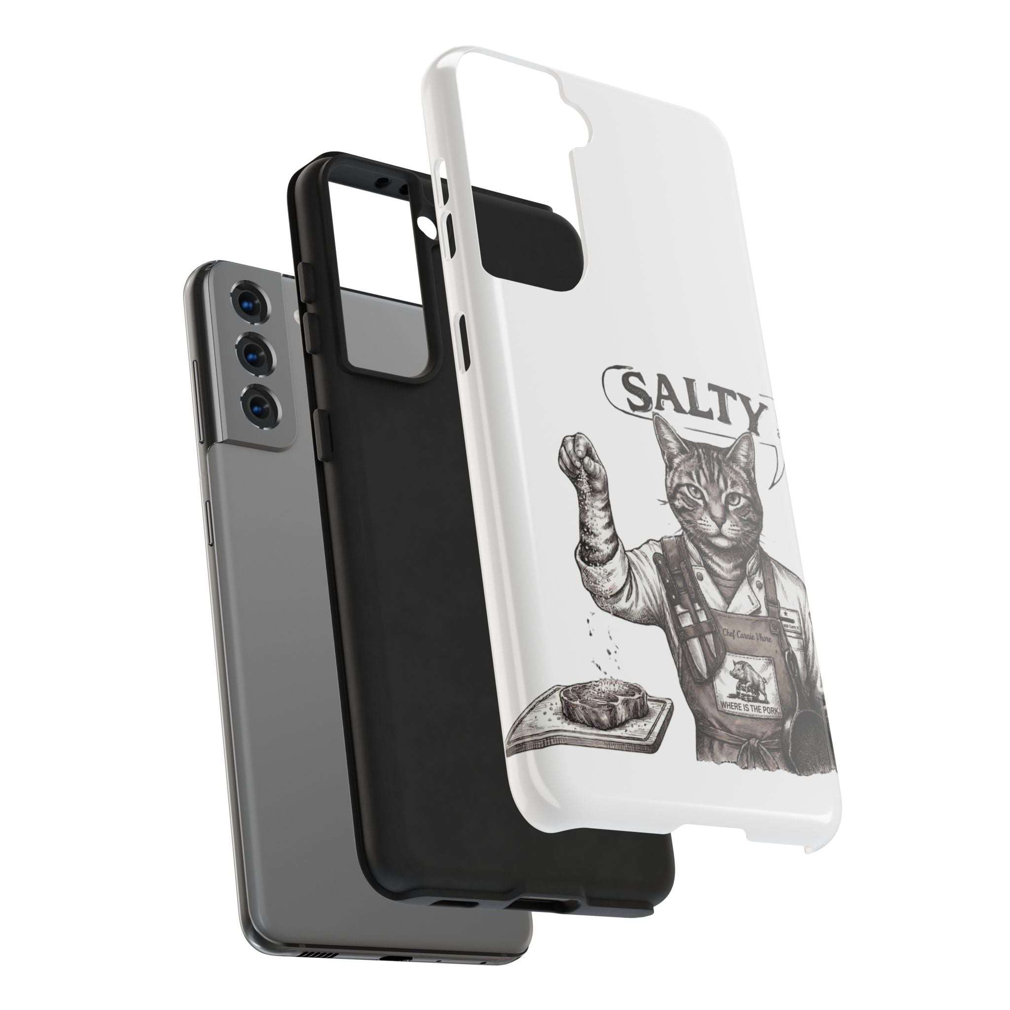 Salty Cat Tough Phone Case — Funny Vintage Fisherman Cat Design