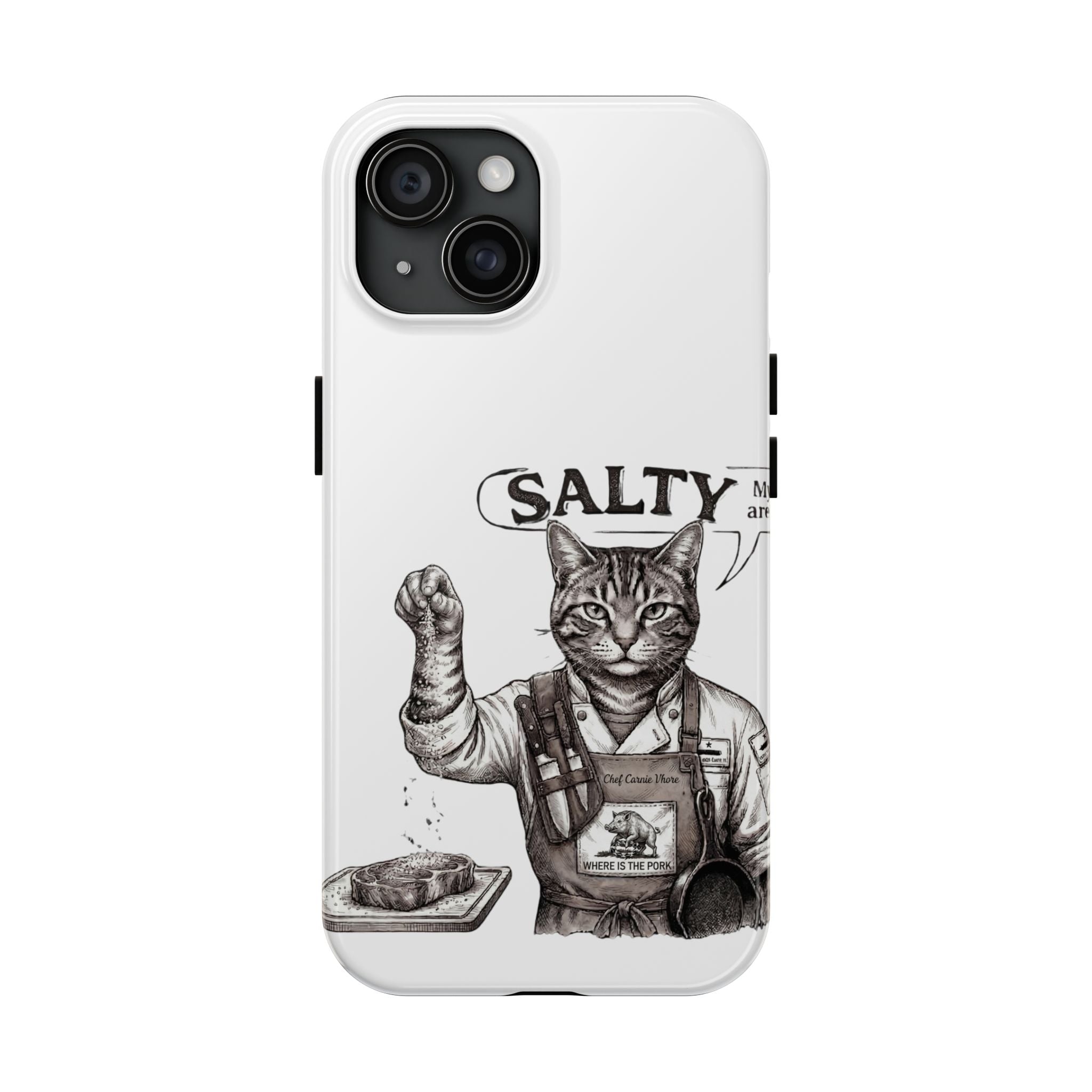 Salty Cat Tough Phone Case — Funny Vintage Fisherman Cat Design