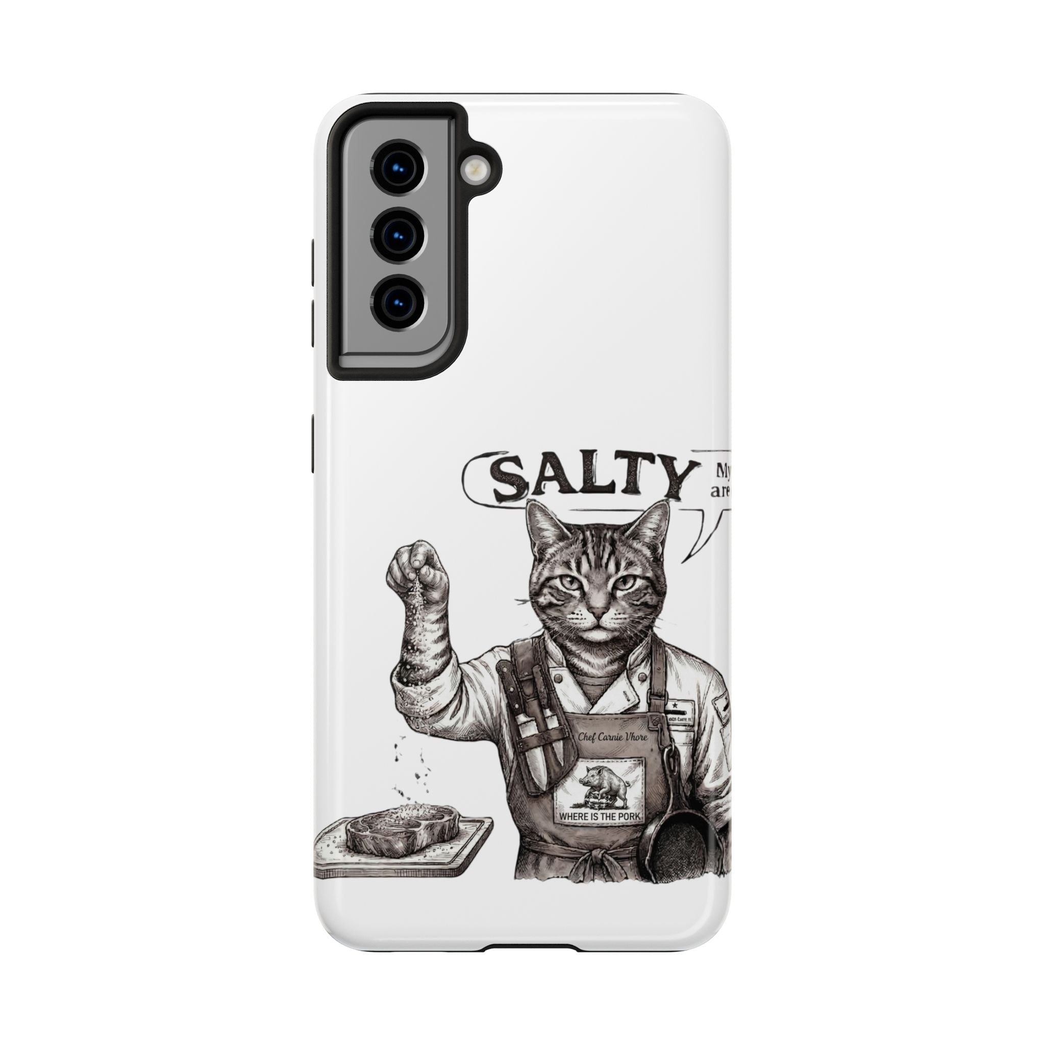 Salty Cat Tough Phone Case — Funny Vintage Fisherman Cat Design