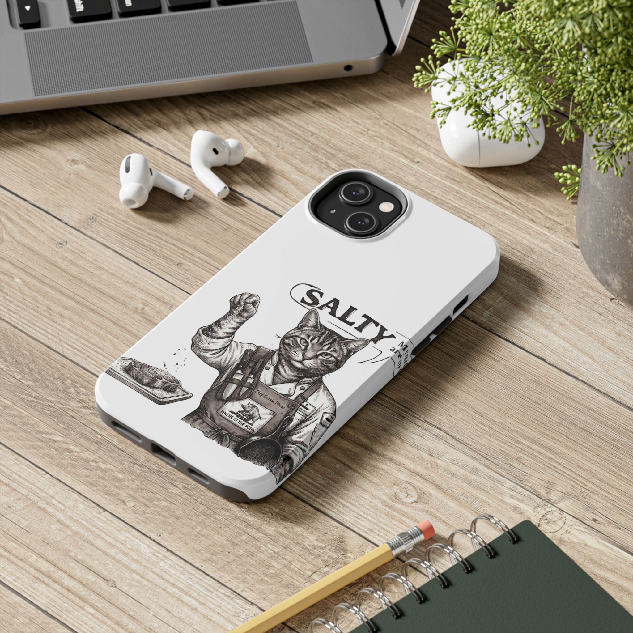 Salty Cat Tough Phone Case — Funny Vintage Fisherman Cat Design