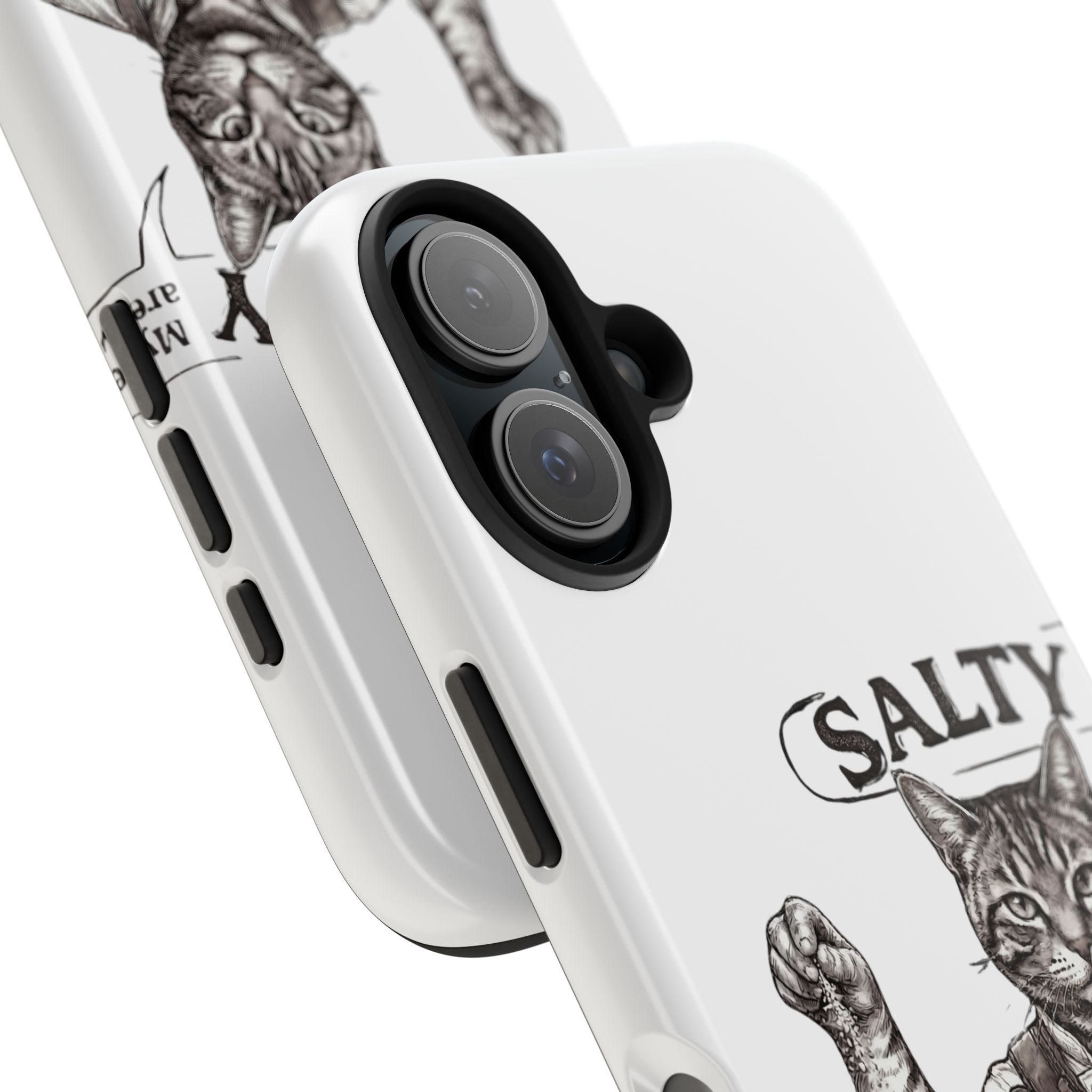 Salty Cat Tough Phone Case — Funny Vintage Fisherman Cat Design