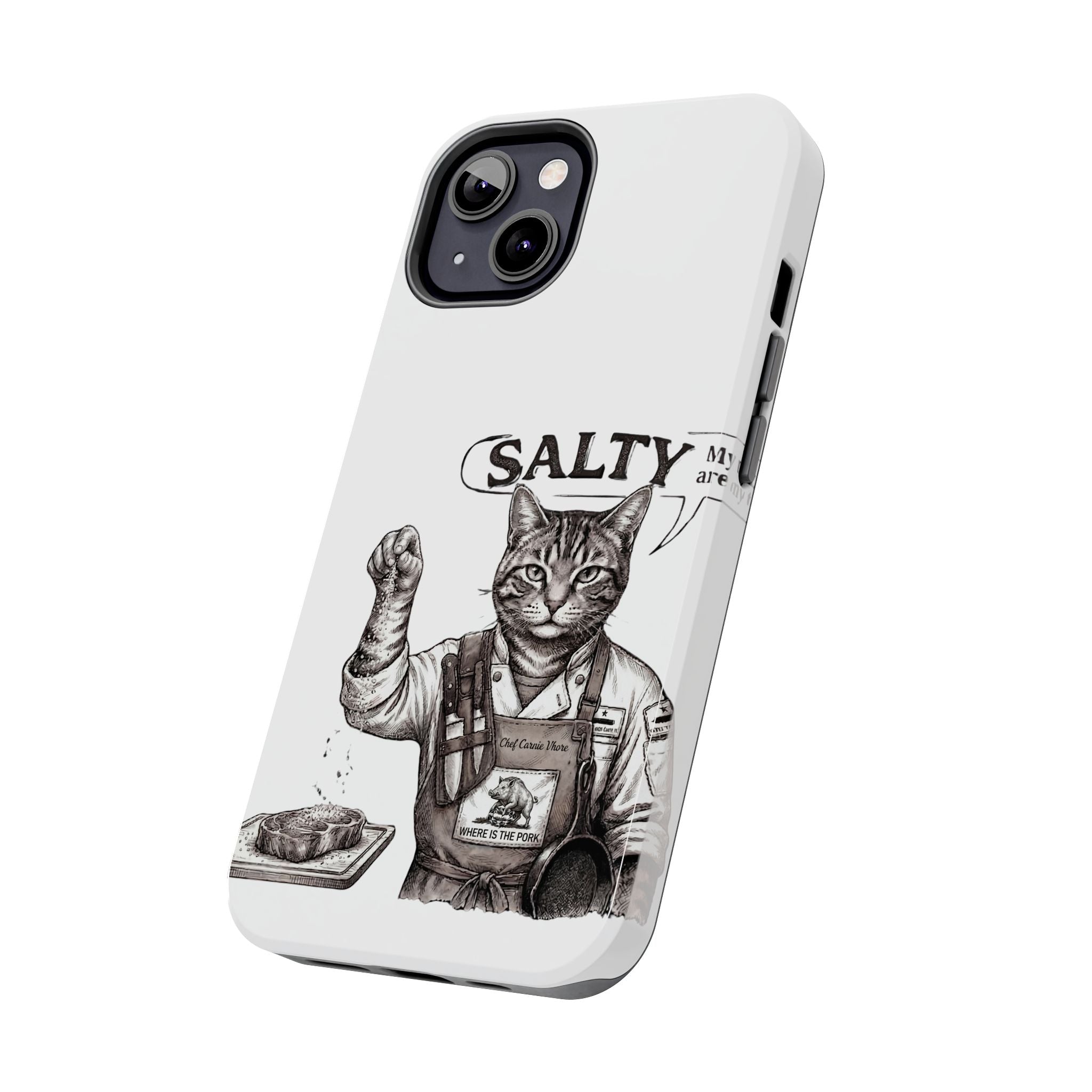 Salty Cat Tough Phone Case — Funny Vintage Fisherman Cat Design