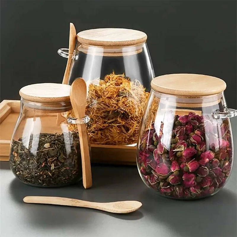 Aramé Glass Jar with Wood Lid
